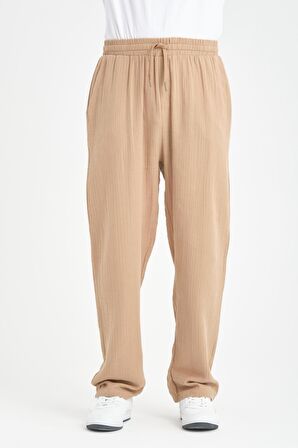 Baggy Kalıp Müslin Kumaş Pantolon - Tiramisu