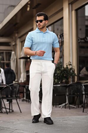 Rahat Kalıp Beli Lastikli Baggy  Pantolon - Ekru