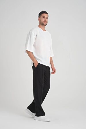 Bisiklet Yaka Fakir Kol Oversize Kısa Kol T-shirt - Beyaz