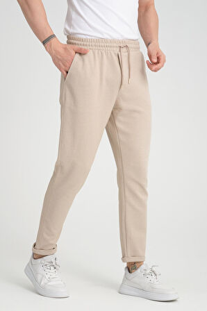 Premium Oxford Örme Duble Paça Erkek Pantolon- Bej