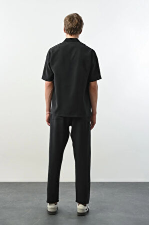 Soft Touch Kumaş Baggy Kalıp Lastikli Erkek Pantolon - Siyah