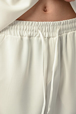 Soft Touch Kumaş Baggy Kalıp Lastikli Erkek Pantolon - Ekru