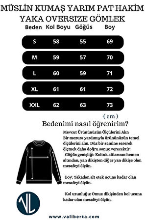 Hafif ve Nefes Alabilir Erkek Müslin Yarım Pat Hakim Yaka Oversize Gömlek - Siyah