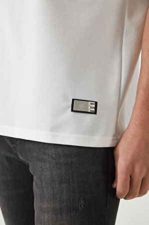 Panel Detaylı Basic Oversize Erkek T-Shirt - Ekru