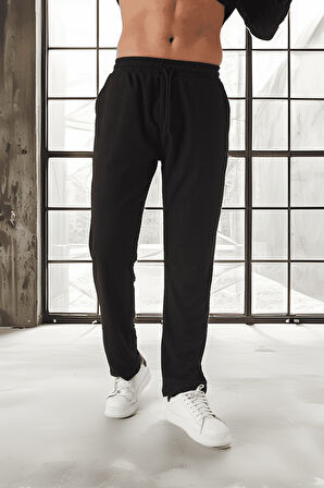 Jakar Yıkama Efektli Lastikli Erkek Pantolon - Siyah