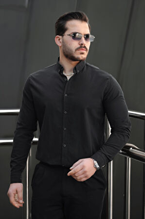 York Keten Erkek Gömlek - Siyah