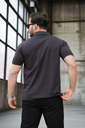 Yarım Fermuar Tek Cepli Erkek T-Shirt - Siyah