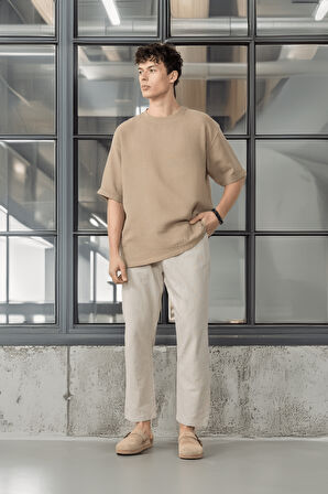 Pamuk Flamli Düz Paça Jogger Erkek Pantolon - Gri