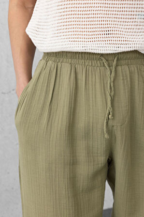 Hafif ve Rahat Müslin Baggy Erkek Pantolon - Haki