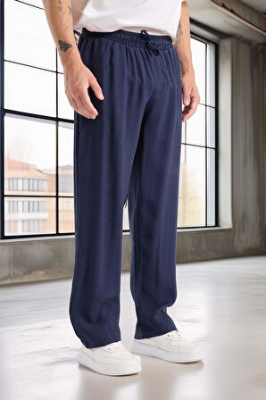 Modal Kumaş Rahat Kalıp Düz Paça Jogger Erkek Pantolon - Lacivert