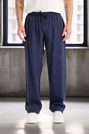 Modal Kumaş Rahat Kalıp Düz Paça Jogger Erkek Pantolon - Lacivert