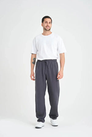 Hafif ve Rahat Müslin Baggy Erkek Pantolon - Füme