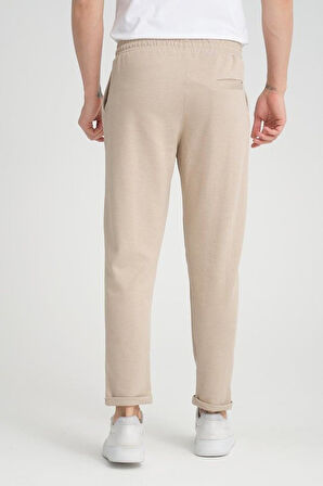 Premium Oxford Örme Regular Fit Duble Paça Erkek Pantolon- Bej