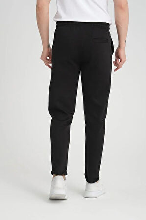 Premium Oxford Örme Regular Fit  Duble Paça Erkek Pantolon- Siyah