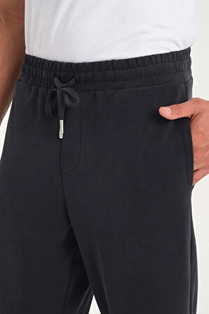 Scuba Modal Kumaş Relaxed Fit Erkek Eşofman Altı Pantolon - Siyah