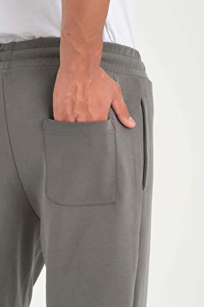 Scuba Modal Kumaş Relaxed Fit Erkek Eşofman Altı Pantolon - Füme