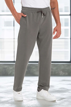 Scuba Modal Kumaş Relaxed Fit Erkek Eşofman Altı Pantolon - Füme