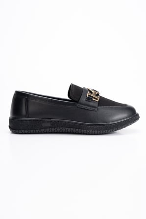 Kadın Siyah Loafer Makosen Tokalı Klasik Günlük Ayakkabı s2546