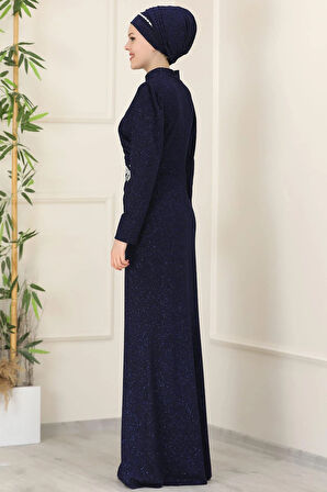 Masal Tesettür Abiye Lacivert