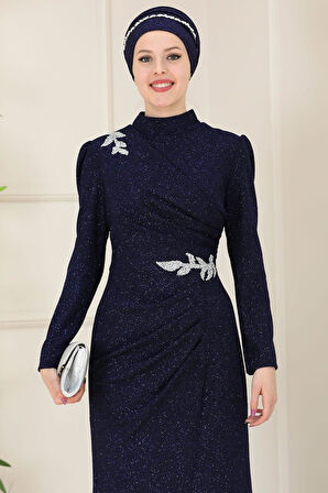 Masal Tesettür Abiye Lacivert