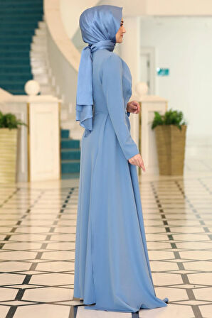 Adel Tesettür Abiye Mavi
