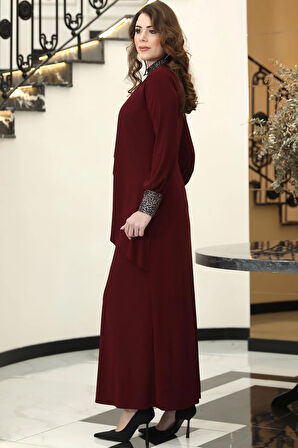 Efsane Candy Tesettür Elbise Bordo