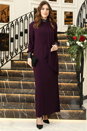 Efsane Candy Tesettür Elbise Mürdüm