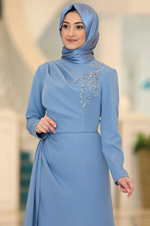 Adel Tesettür Abiye Mavi