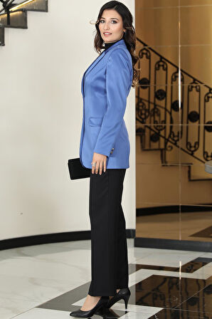 Saten Astarlı Ceket Mavi