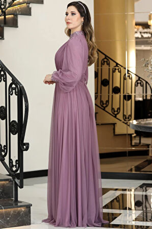 Seyran Tesettür Abiye Lila