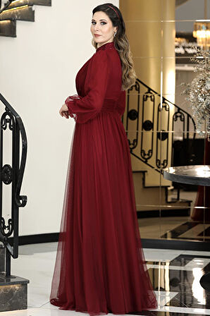 Seyran Tesettür Abiye Bordo