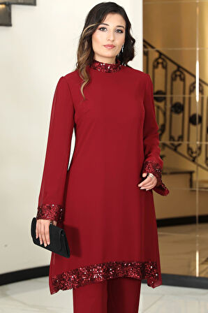 Umay Şifon Tesettür Takım Kırmızı