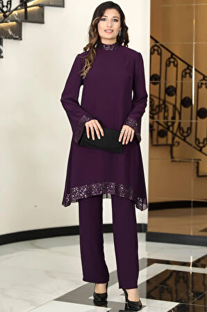 Umay Şifon Tesettür Takım Mor