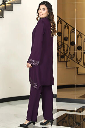 Umay Şifon Tesettür Takım Mor