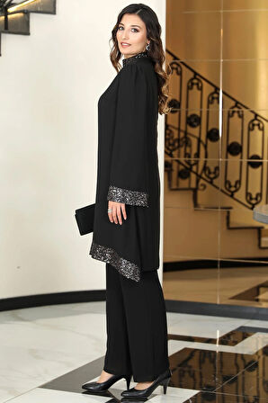Umay Şifon Tesettür Takım Siyah