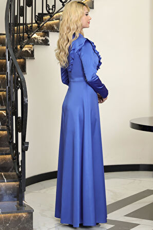 Ada Saten Tesettür Abiye İndigo