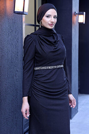 Dilara Tesettür Abiye Siyah