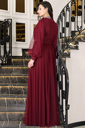 Sena Tesettür Abiye Bordo