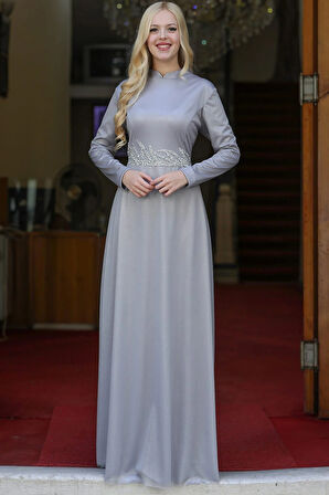 Berfin Tesettür Abiye Gümüş