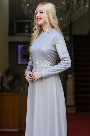 Berfin Tesettür Abiye Gümüş