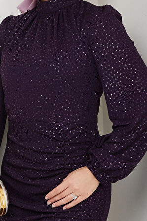 Rüya Puantiyeli Tesettür Abiye Mürdüm