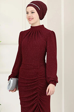 Rüya Tesettür Abiye Bordo