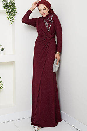 Eylül Tesettür Abiye Bordo