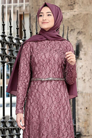 İpek Tesettür Abiye Lila