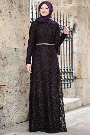 İpek Tesettür Abiye Mor