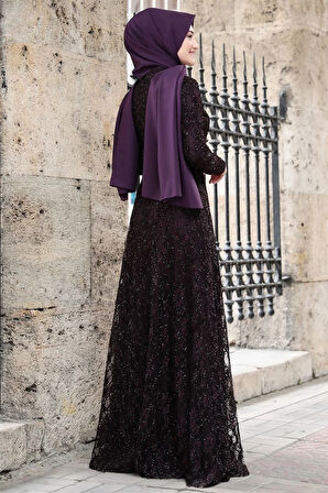 İpek Tesettür Abiye Mor