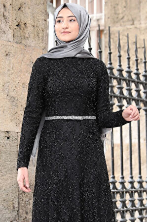 İpek Tesettür Abiye Siyah
