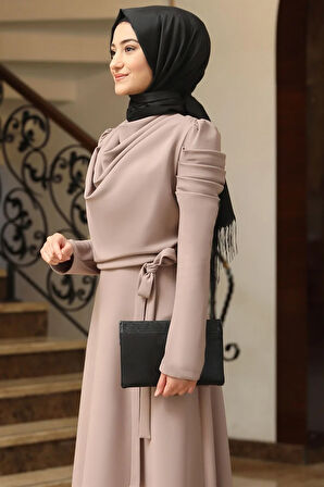 Kardelen Tesettür Elbise Vizon