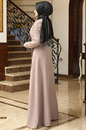 Kardelen Tesettür Elbise Vizon