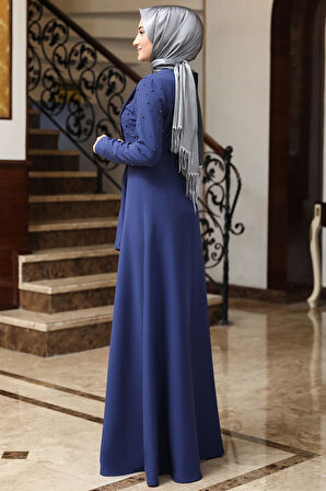 Manolya Tesettür Elbise İndigo